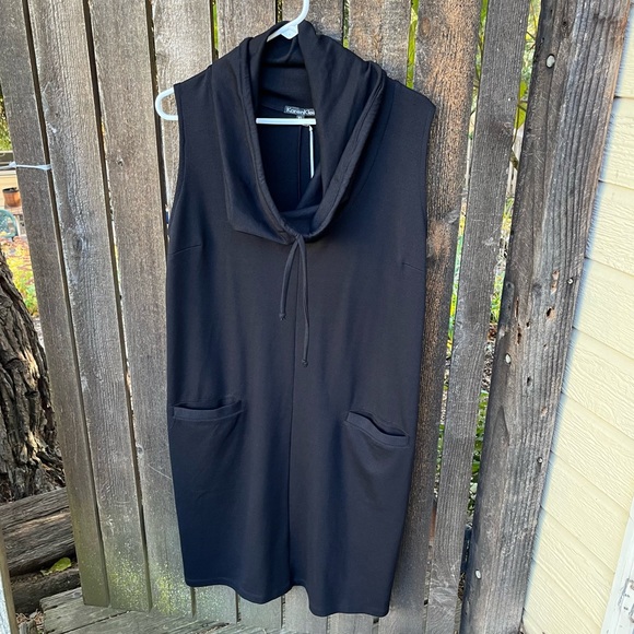 Karen Klein Funnel Neck Sleeveless Pocket Dress In Black NWT Sz XL - Picture 1 of 11